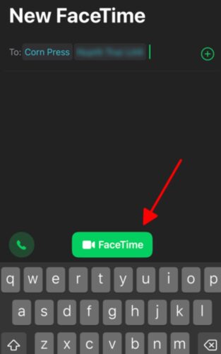 select the FaceTime video button in the New FaceTime setup screen