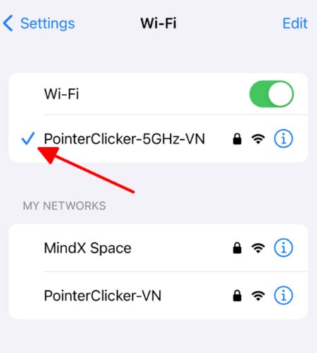 select the available Wi-Fi network in the iPhone Wi-Fi setting