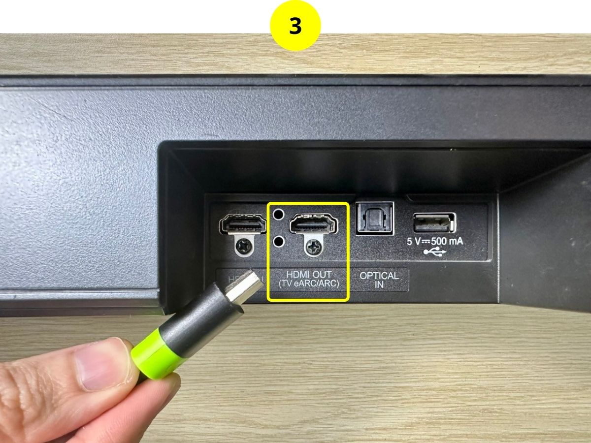 step 3 - plug the other end of the hdmi cable into the HDMI OUT arc port of a soundbar