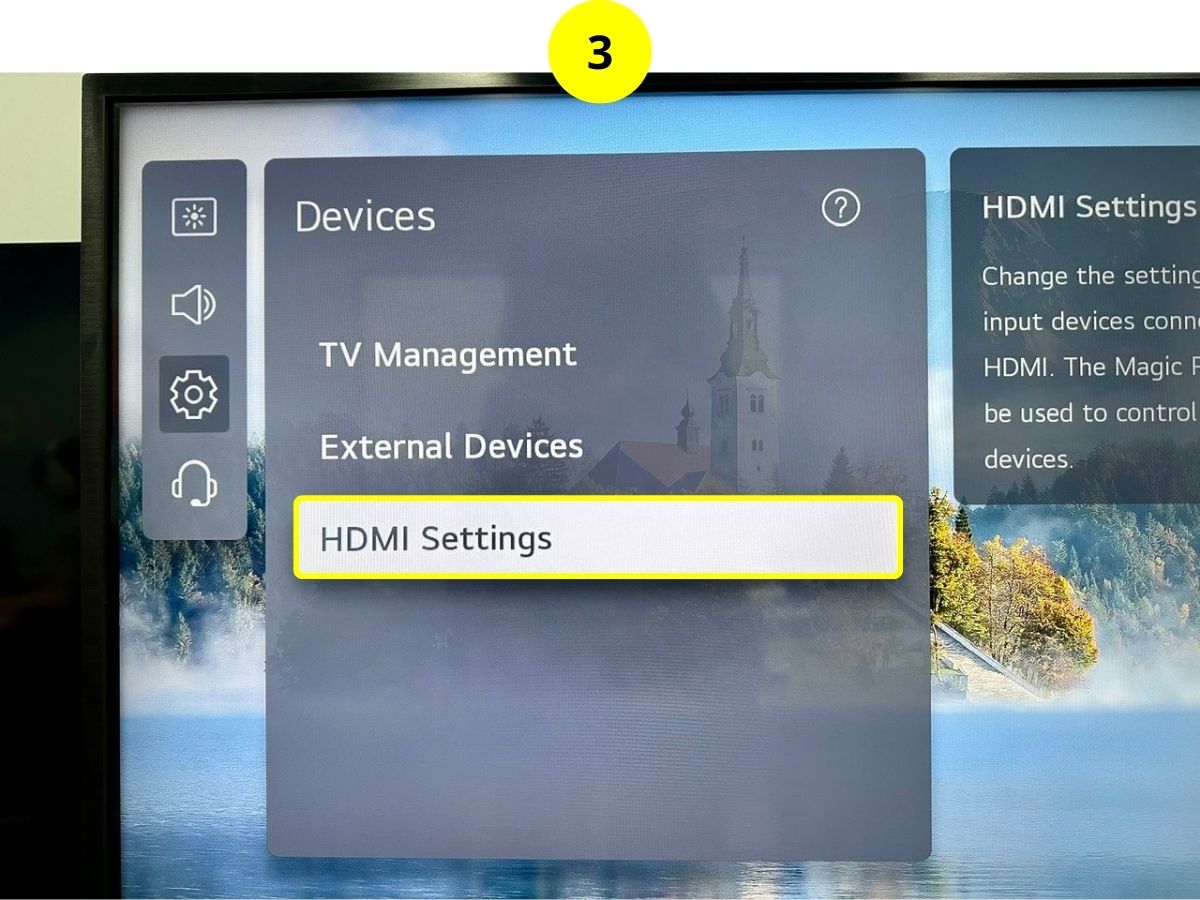 step 3 - select hdmi settings on an lg tv