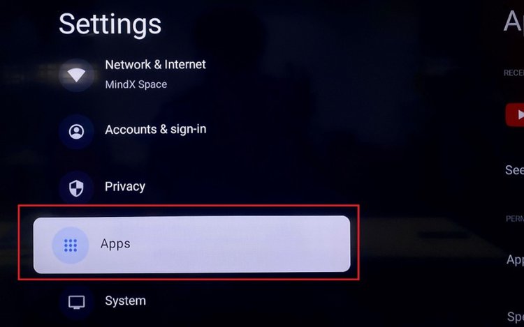 Access the TV Settings app