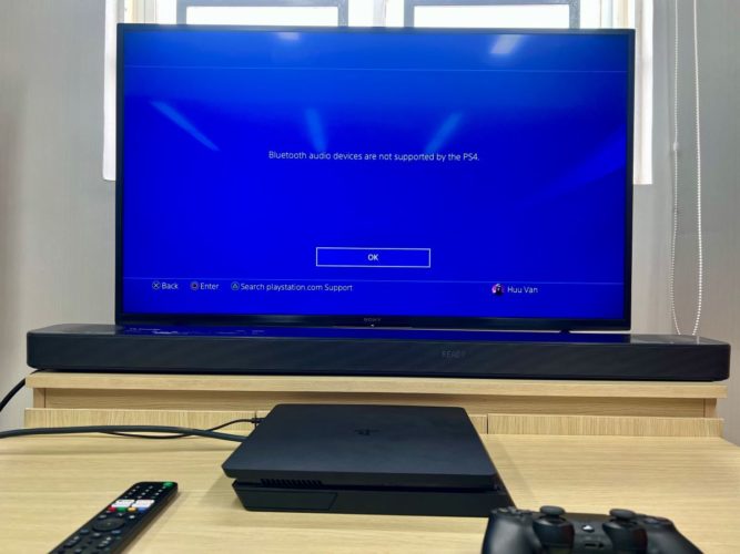 Bluetooth audio devices are not supported by the PS4 text shown up on a Sony TV connected to a PS4 and an LG soundbar