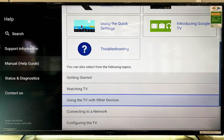 Check the Help Guide on a TV