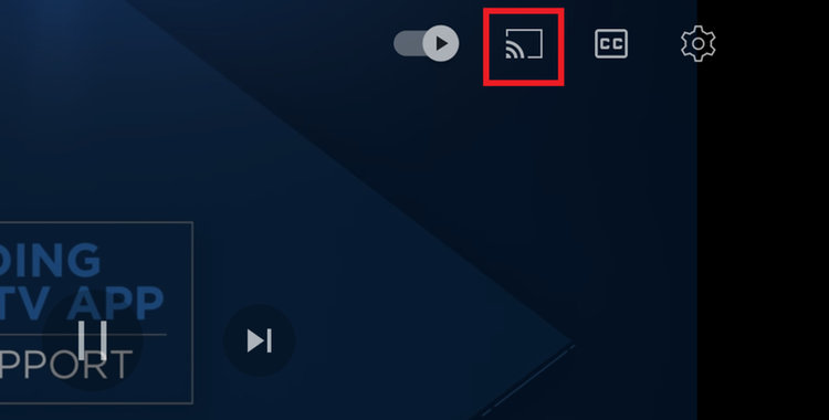 Google cast icon on the screen