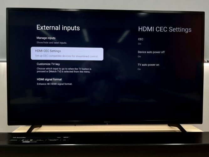 HDMI CEC on a sony tv