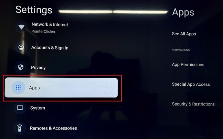 Head back to the Settings menu before opening Apps