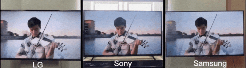 gif comparing lg, sony, and samsung tv's video quality