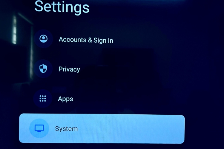 Select System in Settings