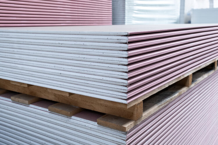 The stack of Plasterboard