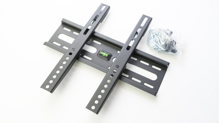 a gray TV wall mount bracket with screws