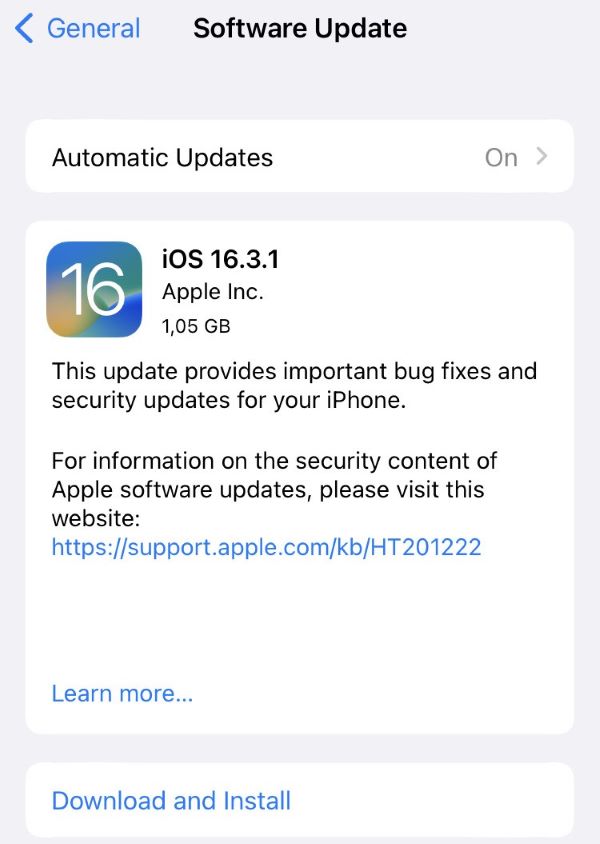 check software update on iPhone