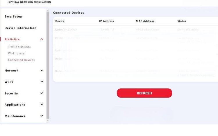 checking connected devices on a wifi network