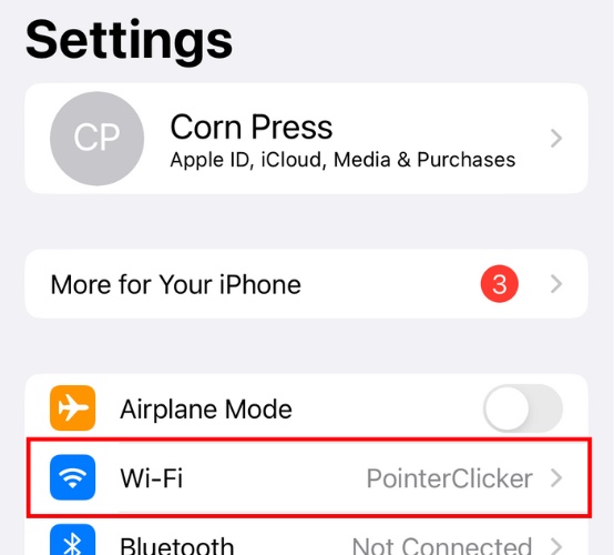choose Wifi in Settings on iPhone