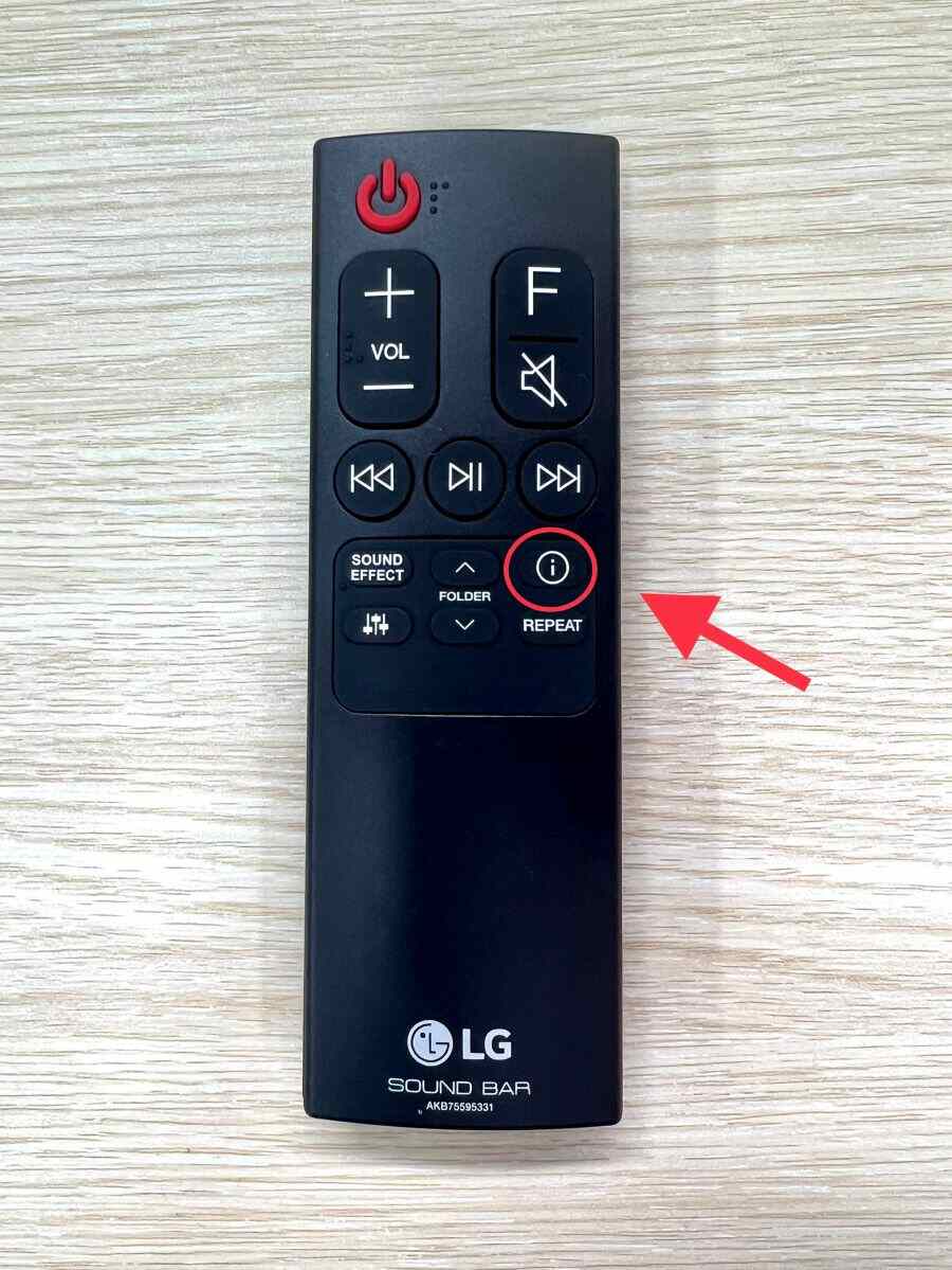 highlight settings button on LG soundbar remote