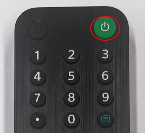 highlight the green power button on TV remote
