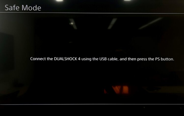 message appear on the safe mode screen on PS4