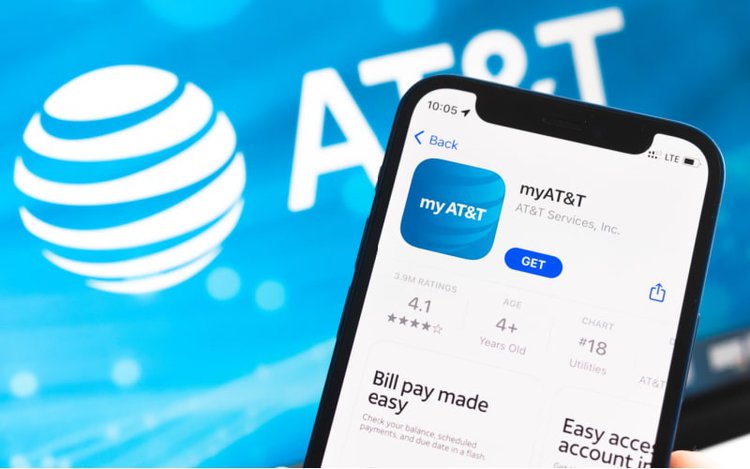 mobile phone app of AT&T service provider