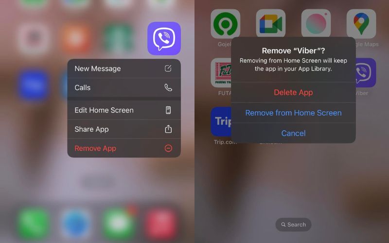 removing and deleting Viber app on iPhone