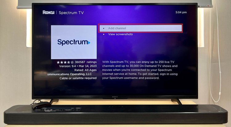 select add chanel in Spectrum TV app