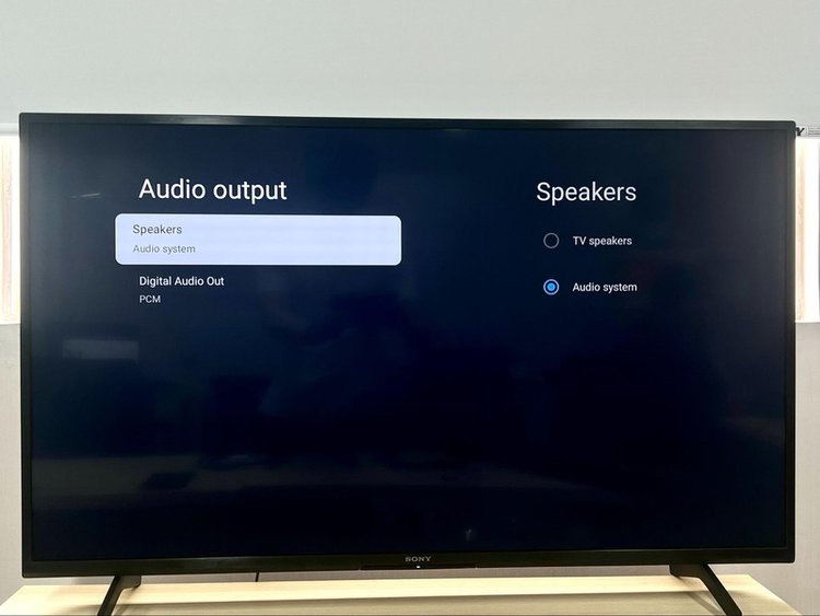 select audio system in audio output on Sony TV