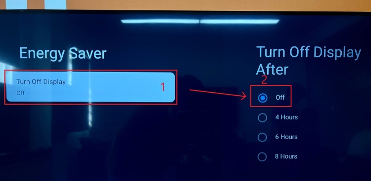 switch to Off in Turn Off Display of Energy Saver setting