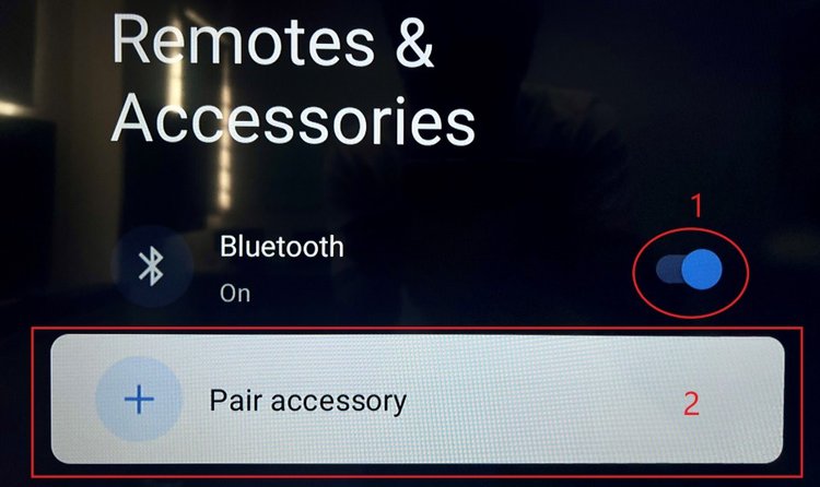 toggle Bluetooth on then select Pair accessory