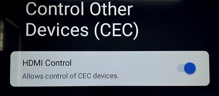 toggle on HDMI Control in Control Other Devices (CEC)