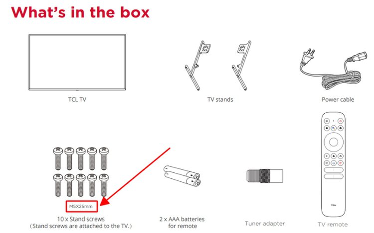 what's is in the box of a TCL TV