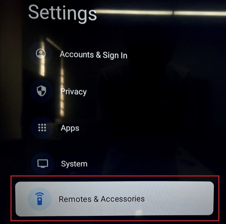 Choose Remote & Accessories in Settings