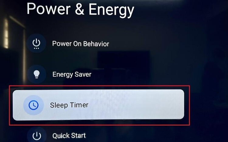 Choose Sleep Timer in Power & Energy