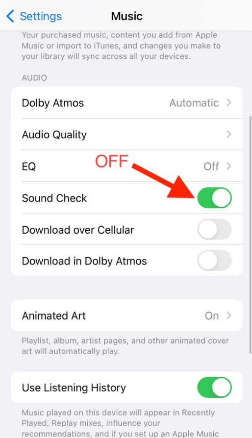 Disable Sound Check on iPhone or iPad