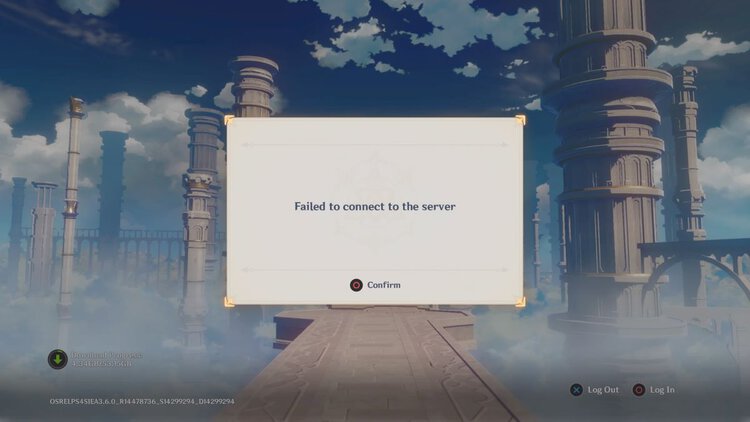 Genshin Impact failed to connect to server warning