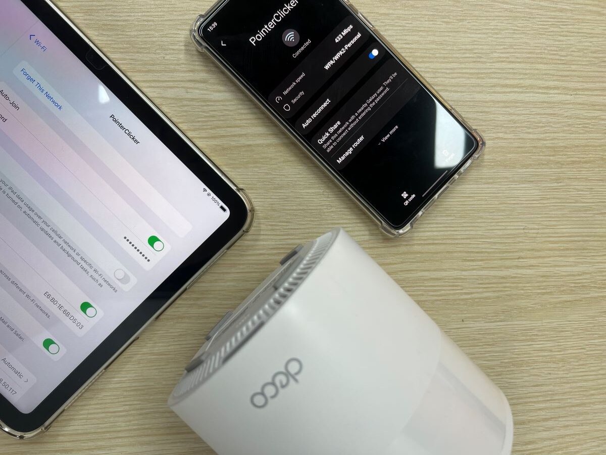 Samsung and iPad is connected to Deco mesh Wi-Fi