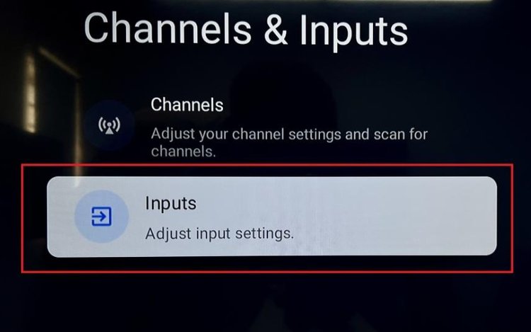 Select Inputs in Channels & Inputs