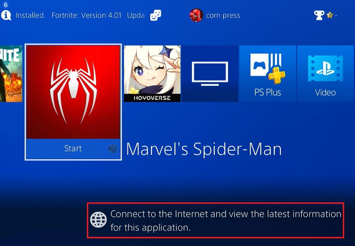 Spider-Man game on PS4 needs Internet to get the latest information of the game