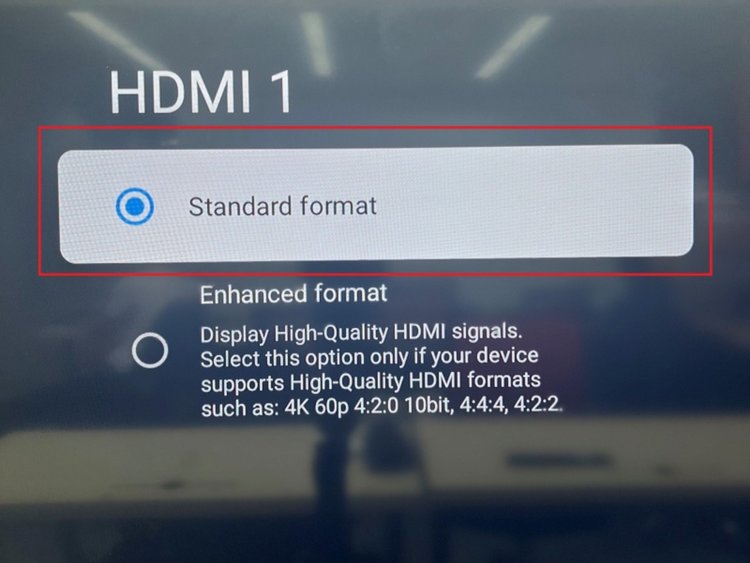adjust HDMI port from Enhanced format to Standard format
