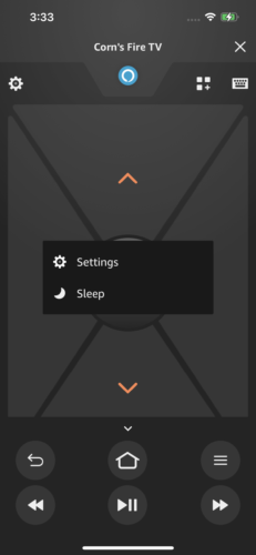 amazon fire tv app, gear icon in the remote option
