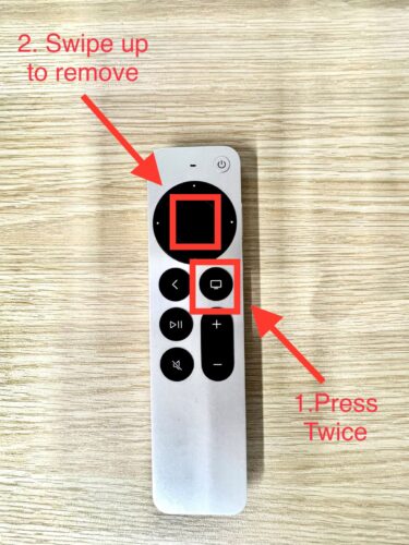 an apple tv button with highlighted buttons to guide how to remove background apps