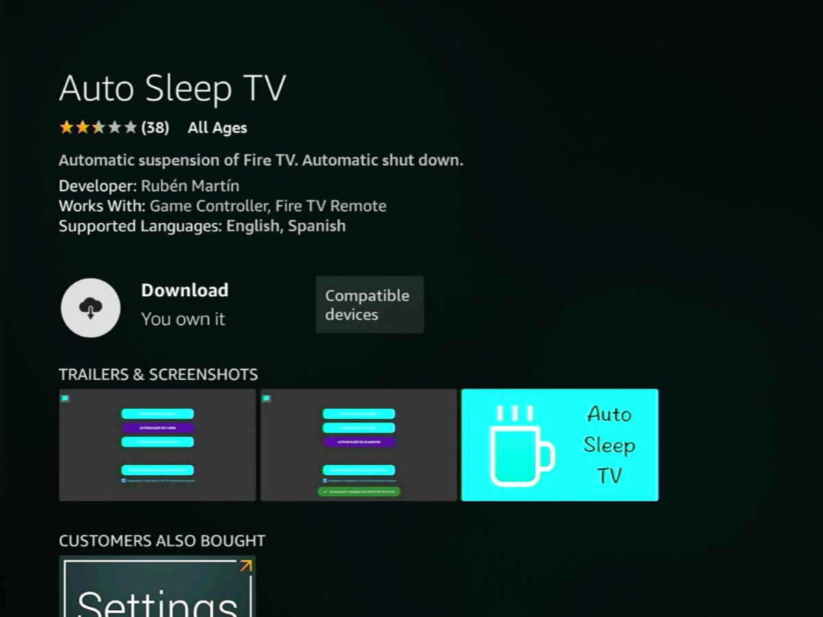 auto sleep tv app on a fire tv stick