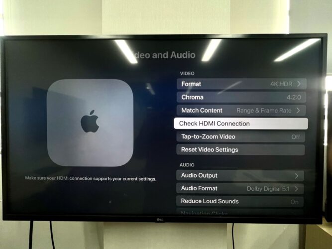 check hdmi connection on an apple tv