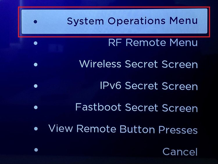 click on System Operations Menu