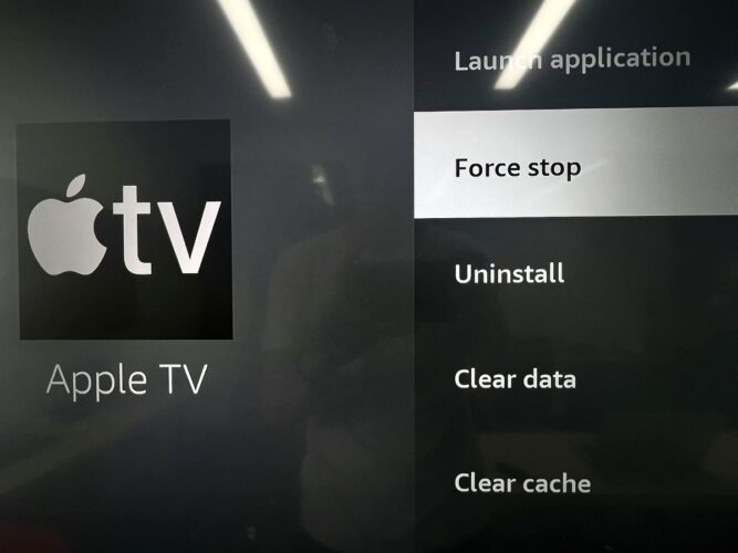 force stop apple tv app on a fire tv stick