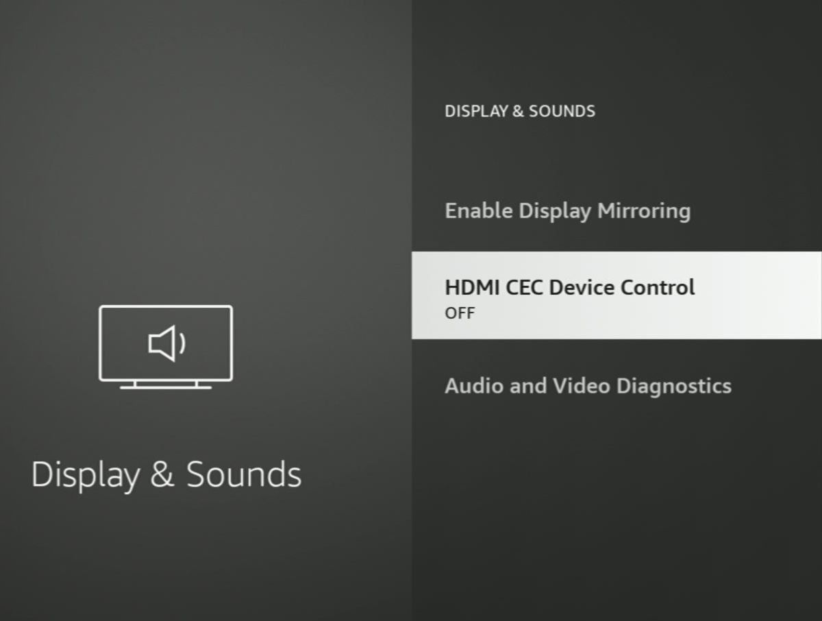 hdmi cec device control option is toggled off on a fire tv stick