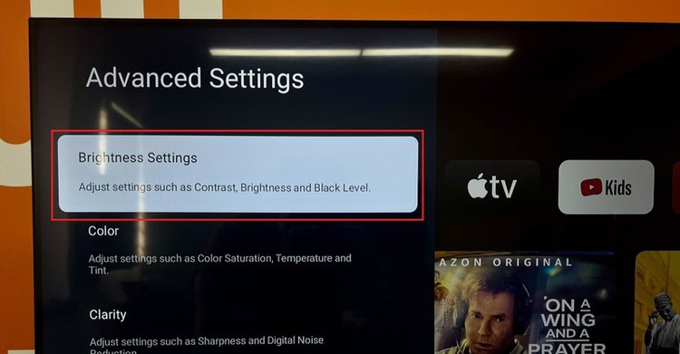 highlight Brightness Settings in Advanced Settings section