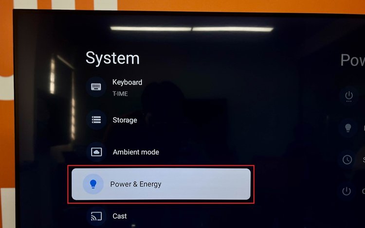 highlight Power & Energy in System section