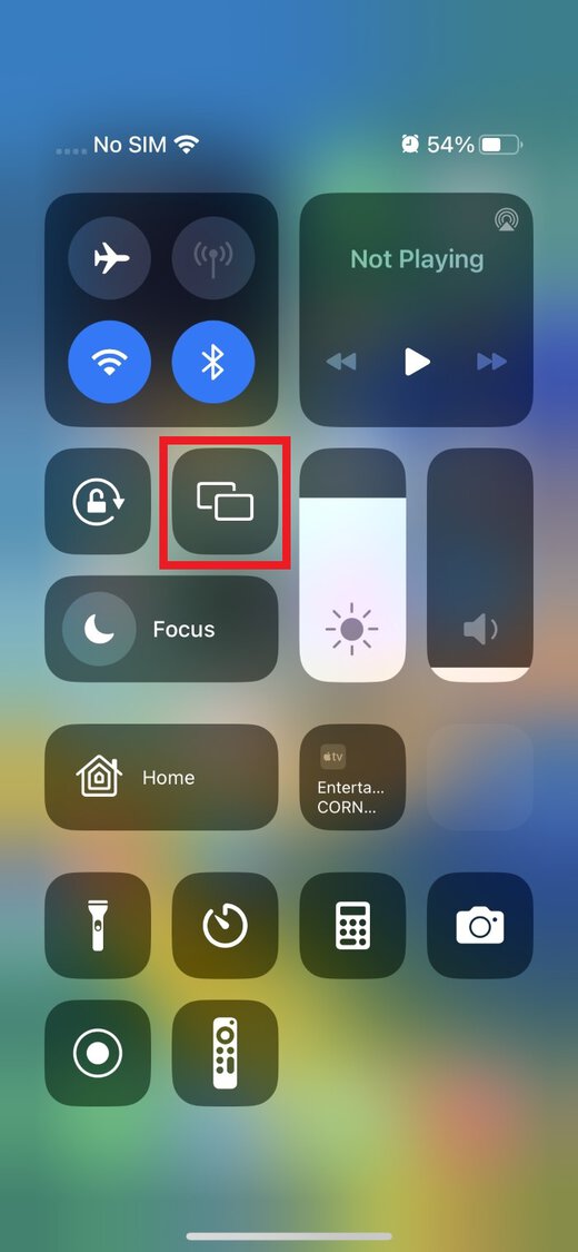 highlight screen mirror icon on iPhone