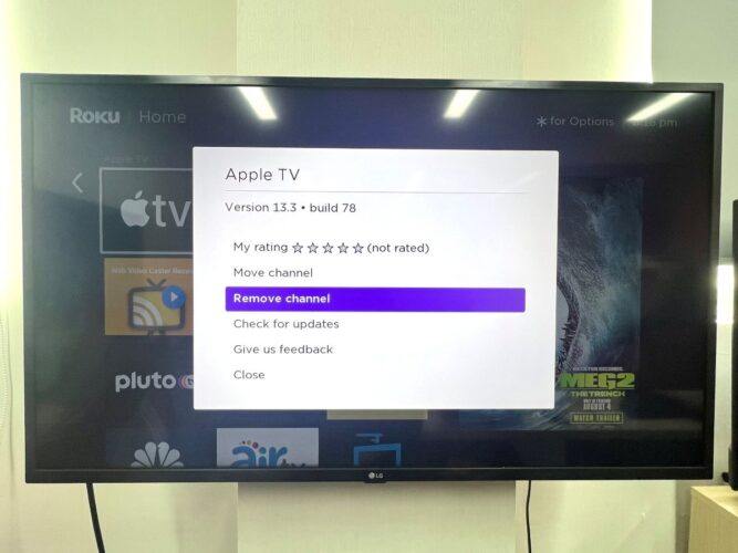 remove apple tv channel on a roku device