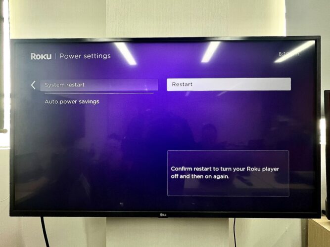 restart a roku device from settings