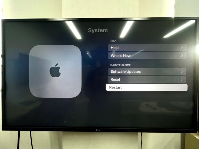 restart an apple tv from its settings