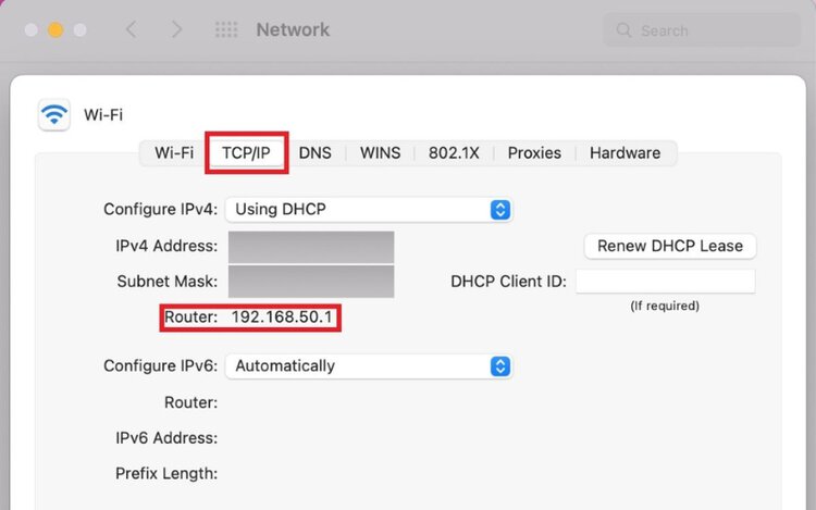 router IP address in TCP IP